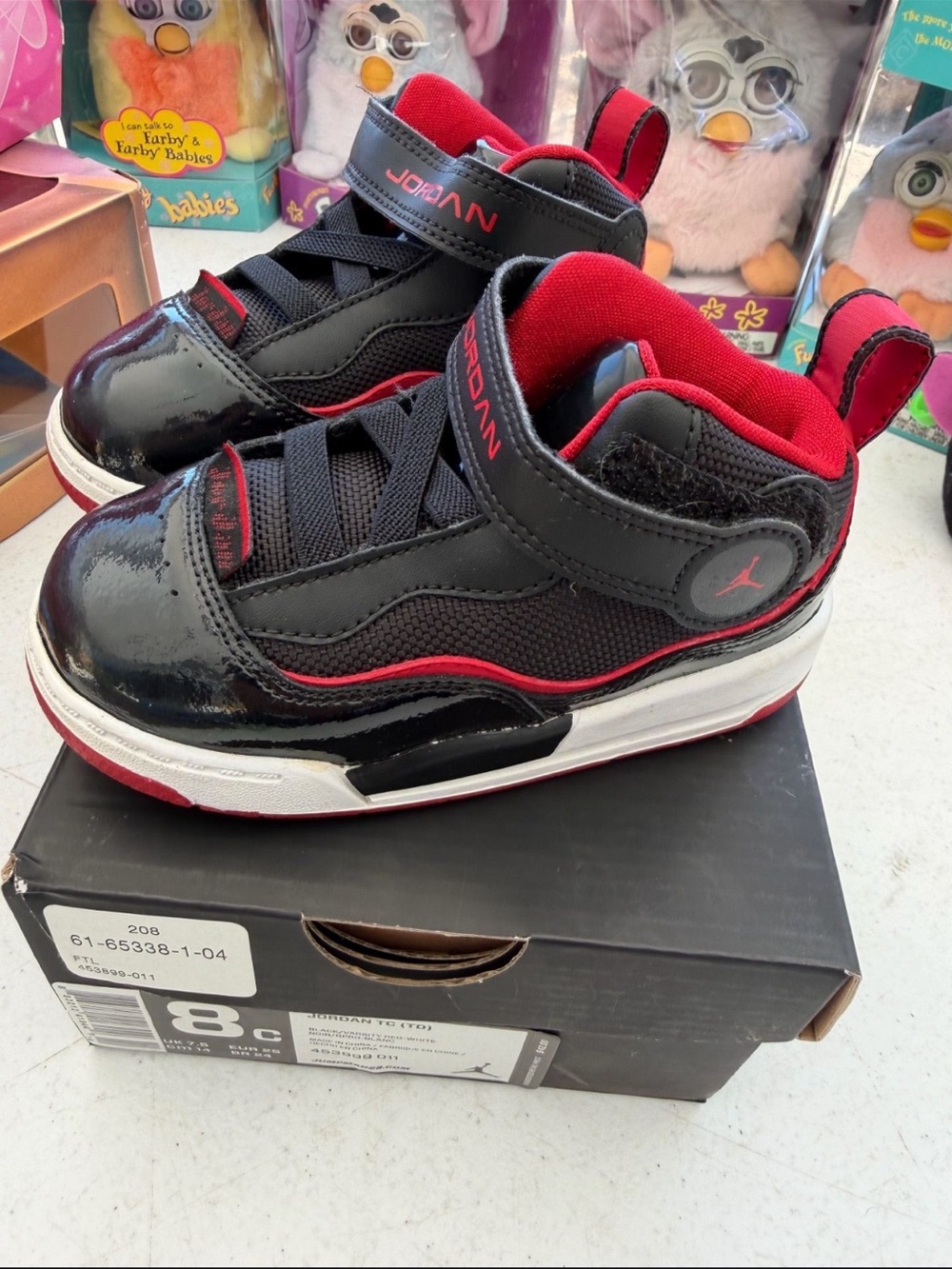 Jordan Kids Black and Red Mid-Top Sneakers
